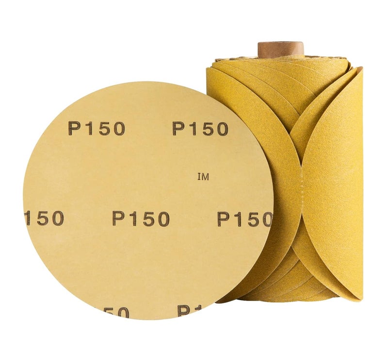 Shawya 100 PCS 6 Inch 150 Grit PSA Sandpaper Roll Round Sanding Discs Aluminum Oxide DA Sandpaper Discs with Adhesive Back Self Stick Sand Paper - Image 1